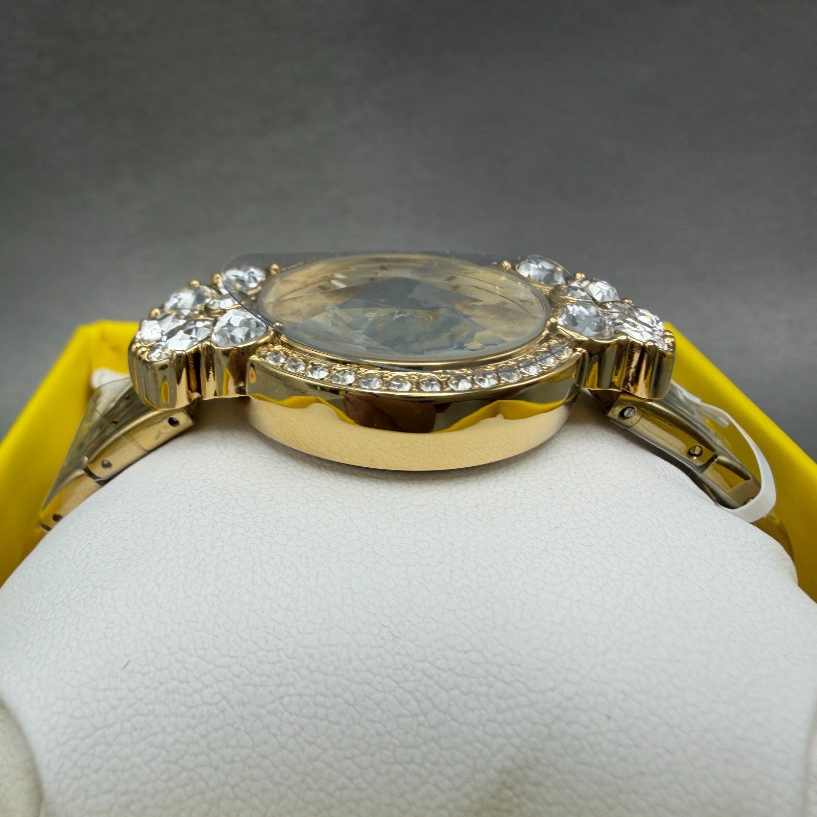 Invicta Wildflower Watch Women 30mm Silver Dial Gold Tone Crystal Bezel 691043