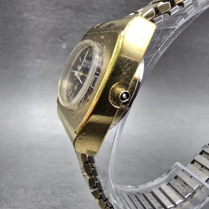 Bulova Accutron Watch Women 25mm Brown Dial Gold Plated Rectangle Daydate PARTS3