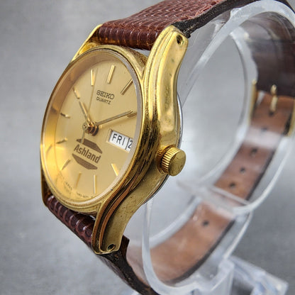 Seiko Watch Women 22mm Champagne Dial Gold Tone Daydate 7n836021 New Battery2