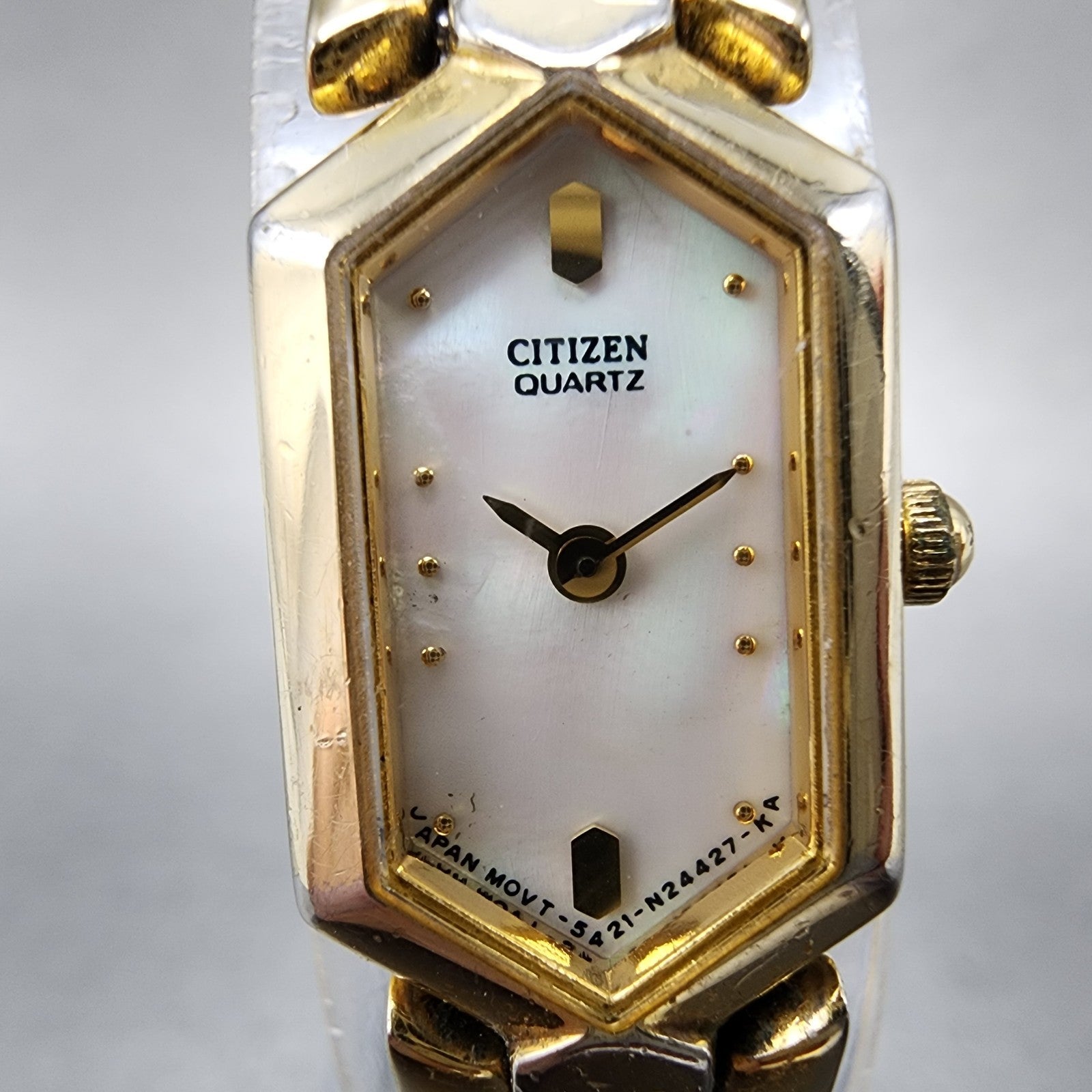 Citizen Watch Women 13mm MOP Dial Gold Tone Hexagon 5421S41185 New Battery1