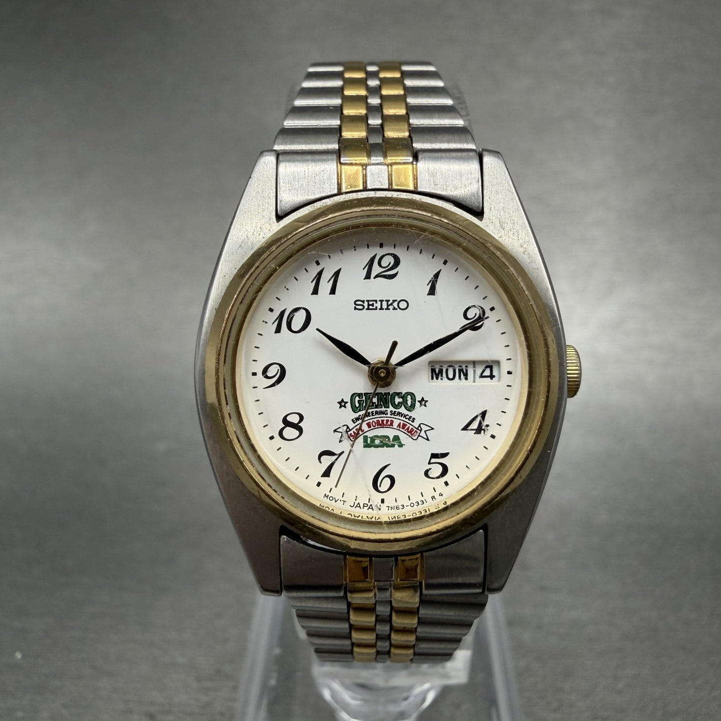 Seiko Watch Women 23mm White Dial Two Tone Daydate 7n83-0011 New Battery 321CBA0