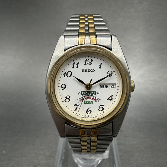 Seiko Watch Women 23mm White Dial Two Tone Daydate 7n83-0011 New Battery 321CBA0