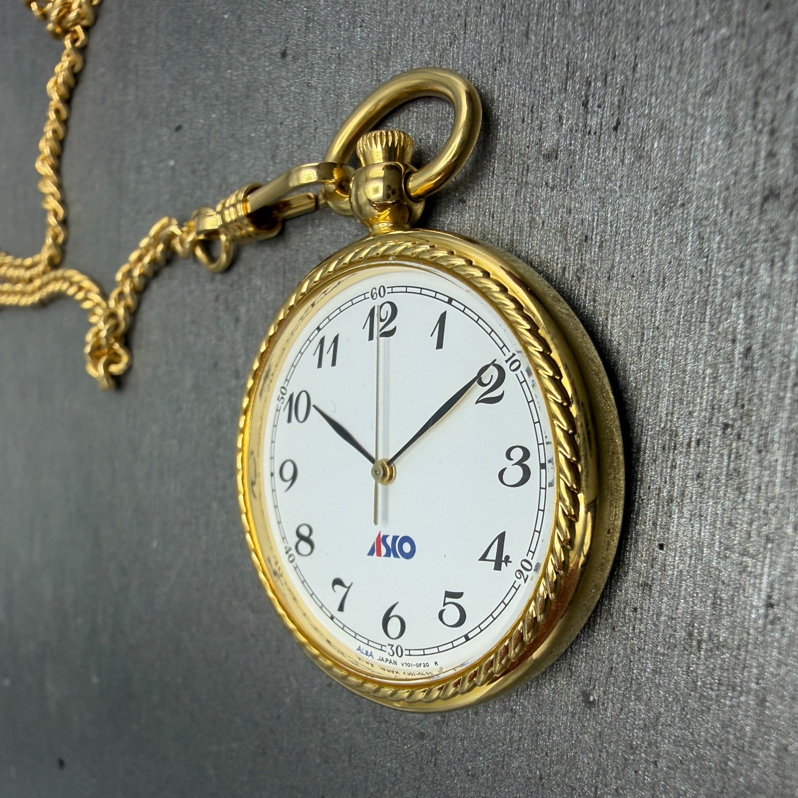 Seiko Alba Pocket Watch Men 36mm White Dial Gold Tone Round V701-0B00 New Batt3
