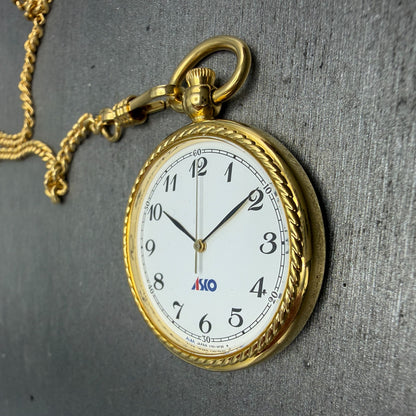 Seiko Alba Pocket Watch Men 36mm White Dial Gold Tone Round V701-0B00 New Batt3