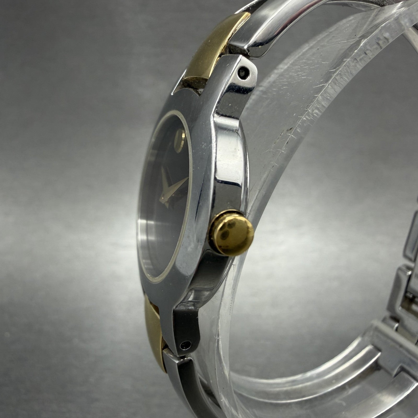 Movado Amorosa Watch Women 24mm Black Dial Two Tone Round 81 E4 1842 New Battery2