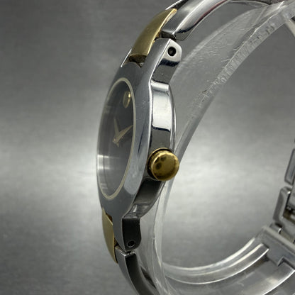 Movado Amorosa Watch Women 24mm Black Dial Two Tone Round 81 E4 1842 New Battery2
