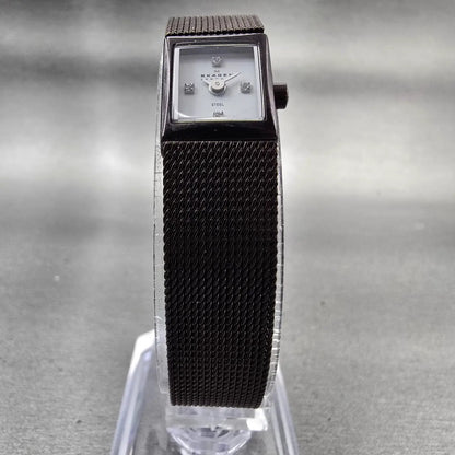 Skagen Denmark Watch Women 12mm White Dial Brown Tone Rectangle 382SSBRD New Bat5