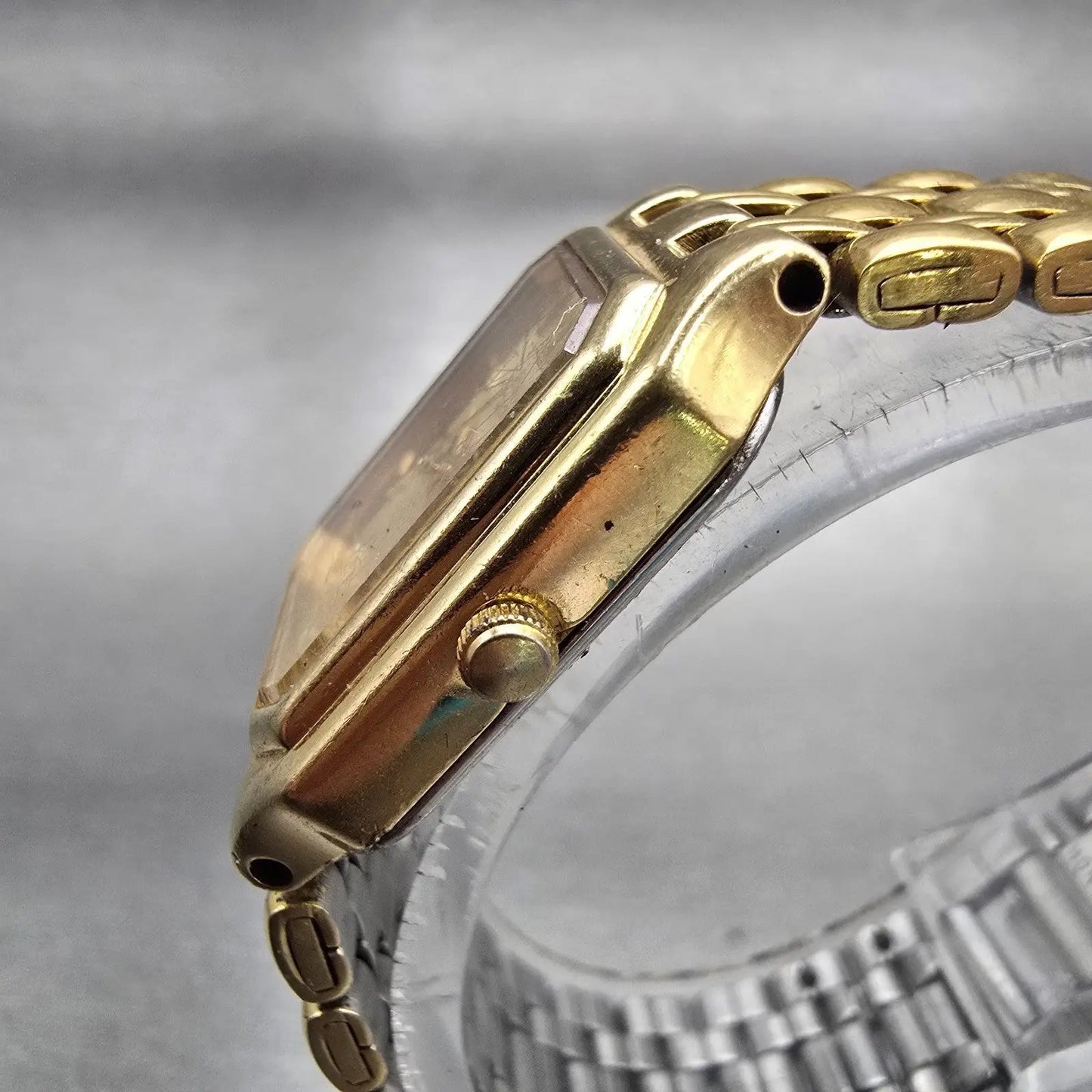 Bulova Watch Women 19mm Gold Dial Gold Tone Rectangle Vintage New Battery2