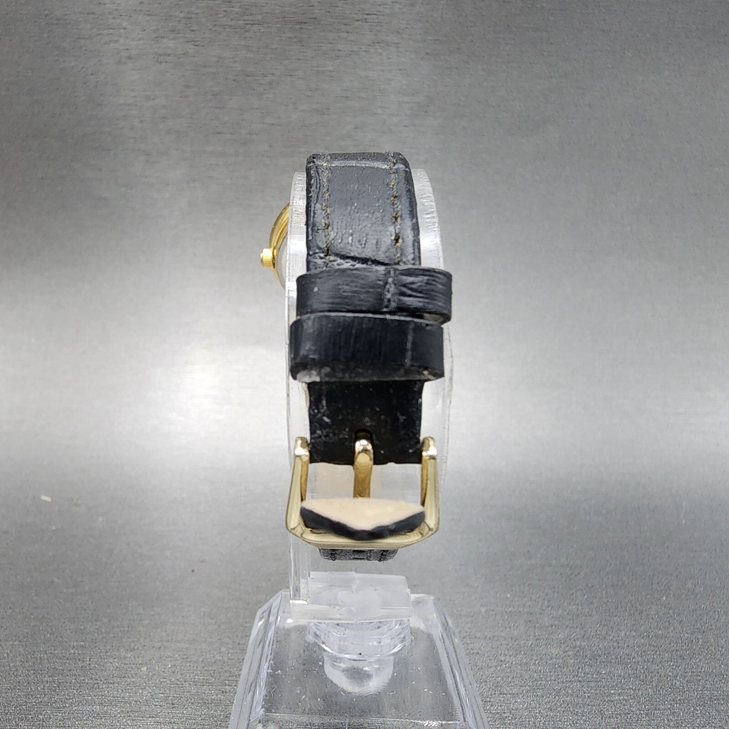 VTG Bulova Watch Women 26mm Gold Dial Gold Tone Round Leather Band New Battery7
