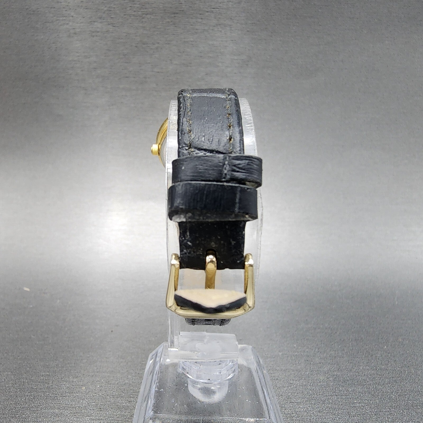 VTG Bulova Watch Women 26mm Gold Dial Gold Tone Round Leather Band New Battery7