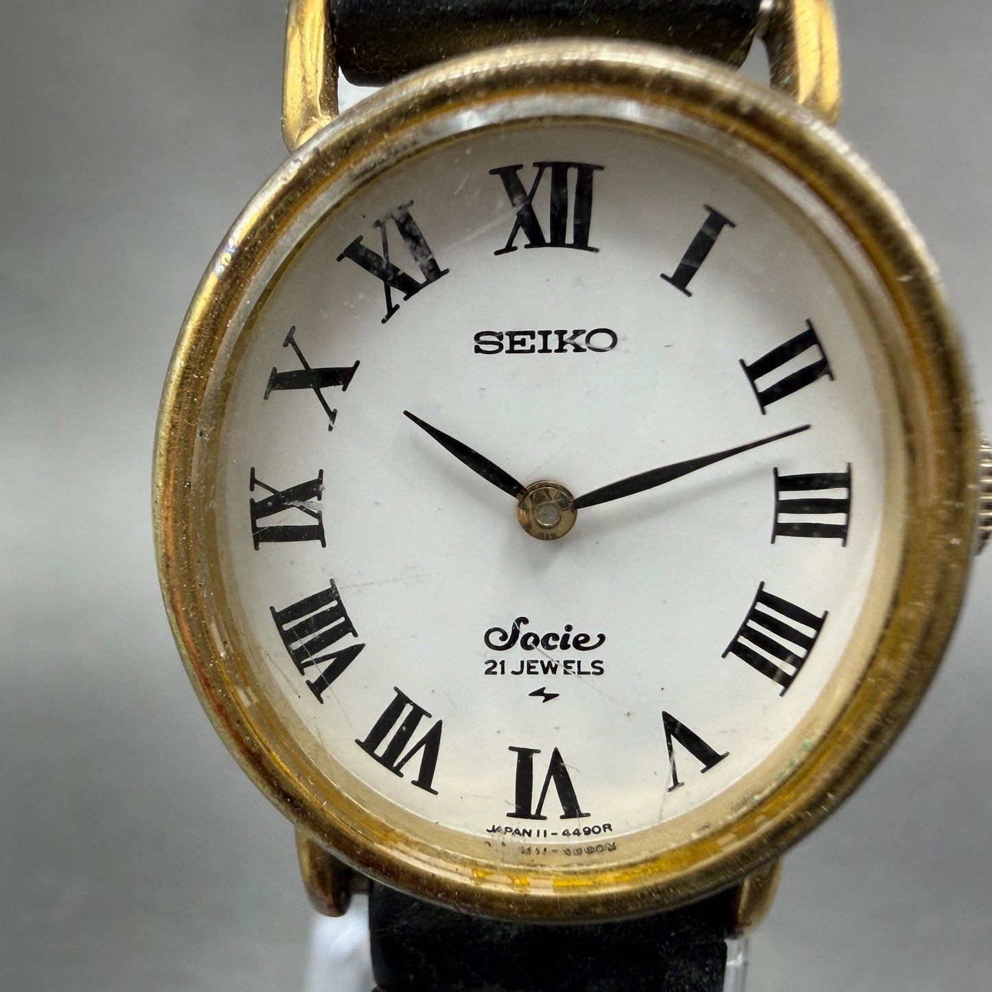 Seiko Socie Watch Women 23mm White Dial Gold Tone Oval Manual 11-8420 Runs VTG1