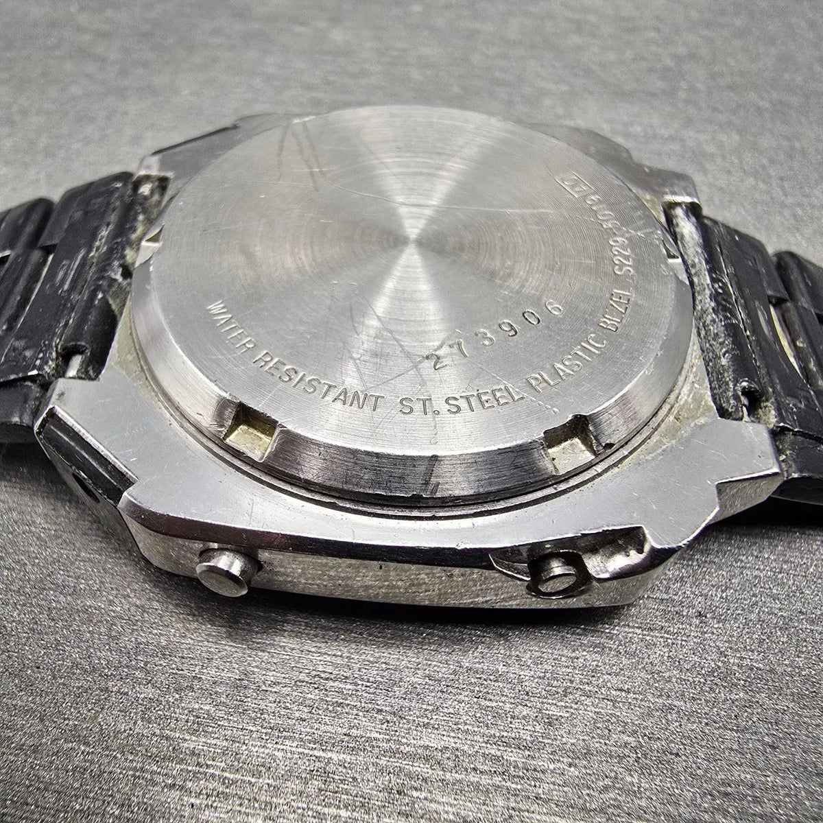 Seiko Pulse Watch Men 37mm Black Silver Chronograph Rectangle S229-5019 PARTS14