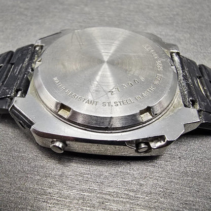 Seiko Pulse Watch Men 37mm Black Silver Chronograph Rectangle S229-5019 PARTS14