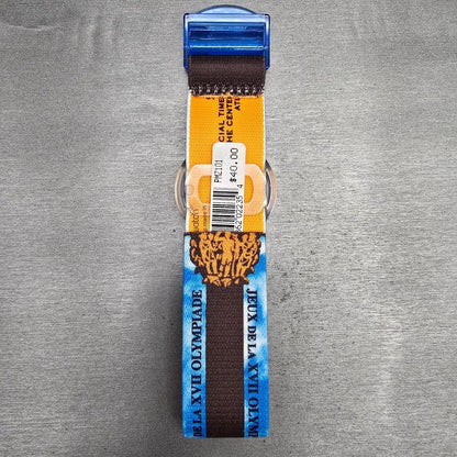 Swatch Pop Roma 1960 Watch Men 40mm Blue Dial Brown Case PMZ101 New Battery NOS7