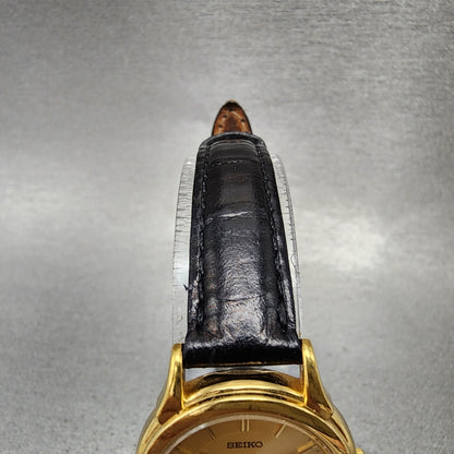 Seiko Watch Women 25mm Champagne Dial gold Tone Round V7011930 New Battery4