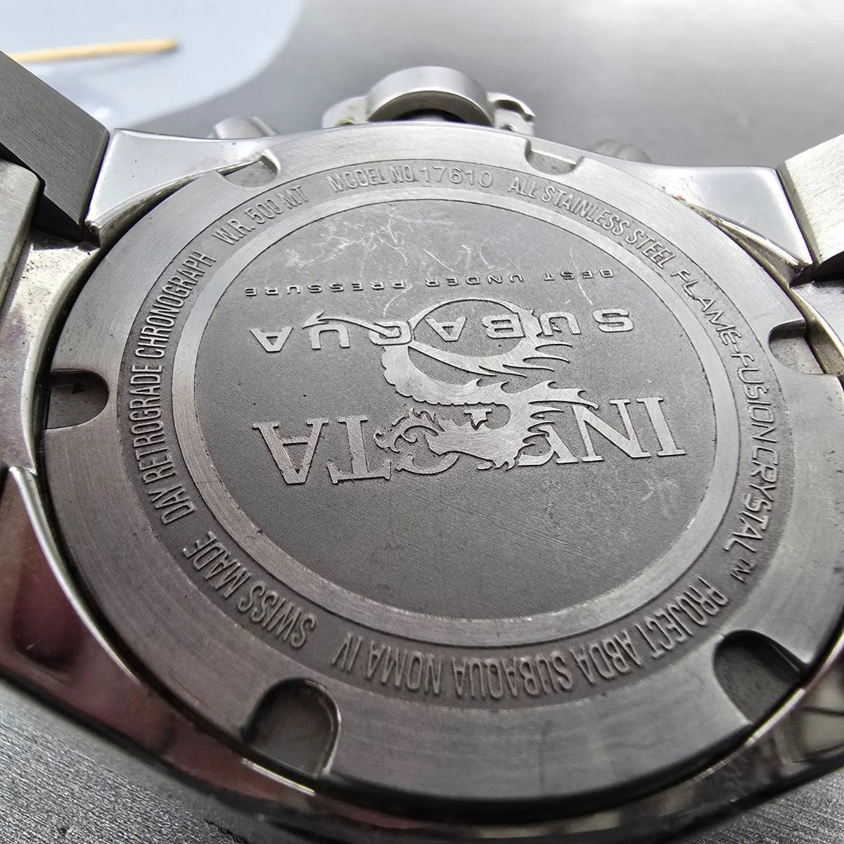 Invicta Subaqua Noma Chrono Watch Men 50mm Black Dial Silver Daydate New Battery10