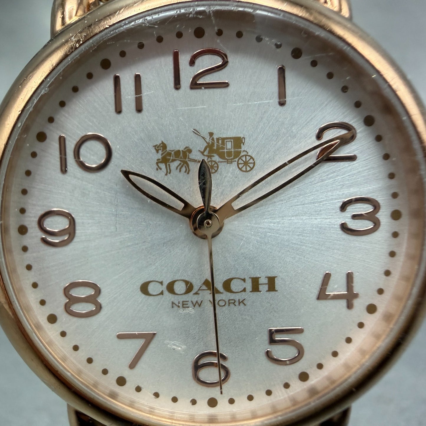Coach Delancey Watch Women 36mm Silver Dial Rose Gold Round 14502497 New Battery1