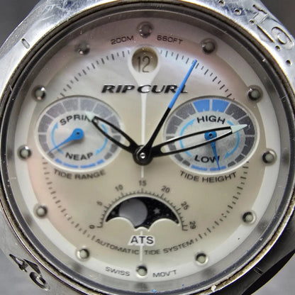 Ripcurl Pacific Tidemaster Watch Women 36mm MOP Dial Silver Moon Phase READ!!!!!1