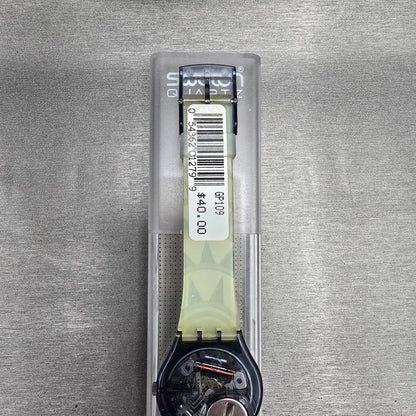 Swatch Decoscraper Watch Men 34mm Silver Dial Black Case GP109 New Battery NOS9