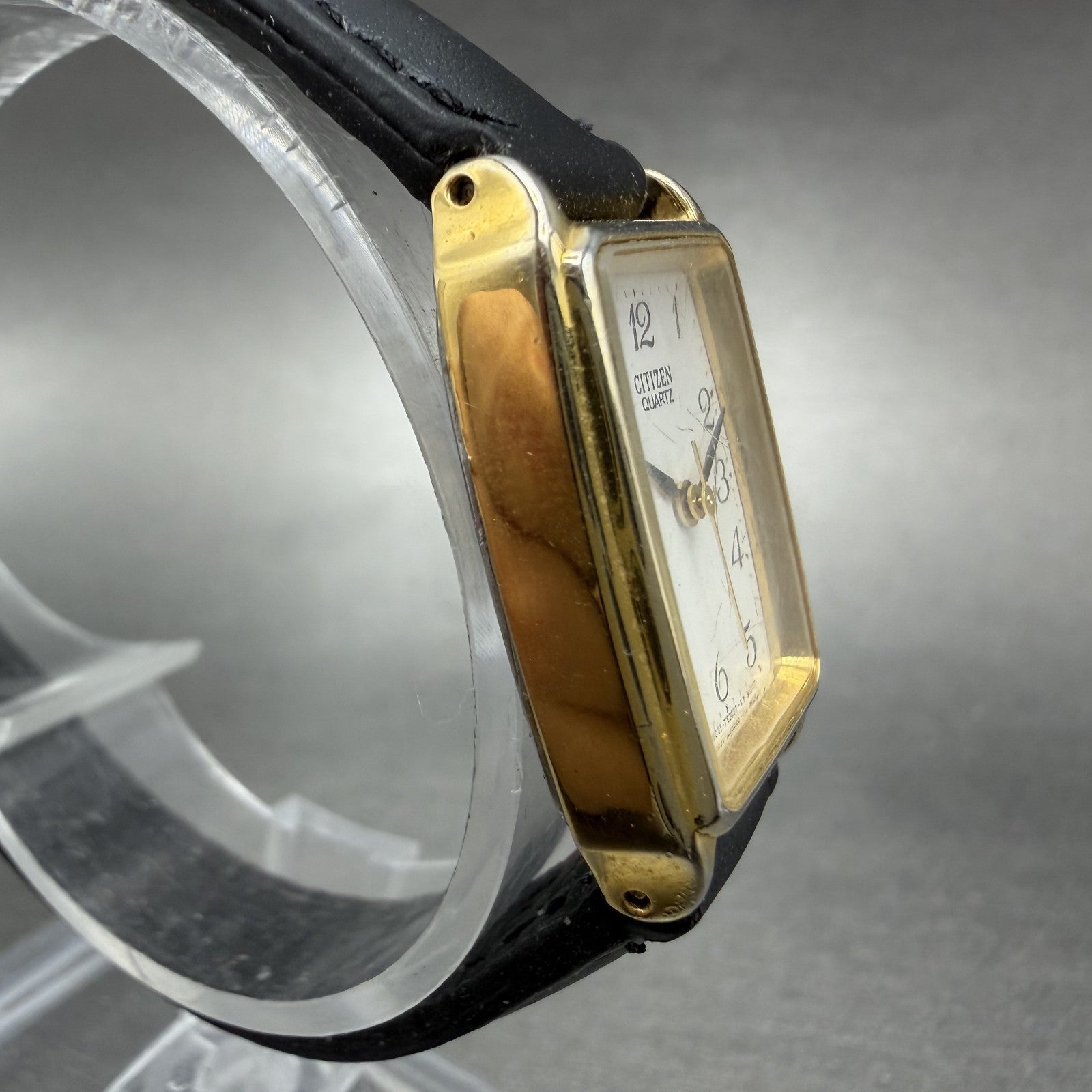 Citizen Tank Watch Women 20mm White Dial Gold Tone Rectangle 6031-T20999 New Bat3