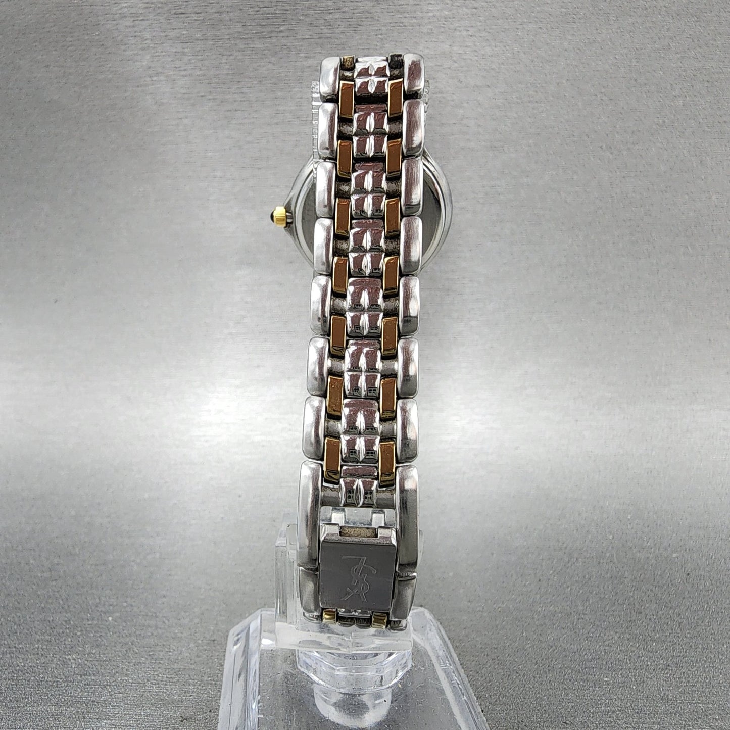 Yves Saint Laurent Watch Women 25mm MOP Dial Two Tone Diamond Bezel New Battery7
