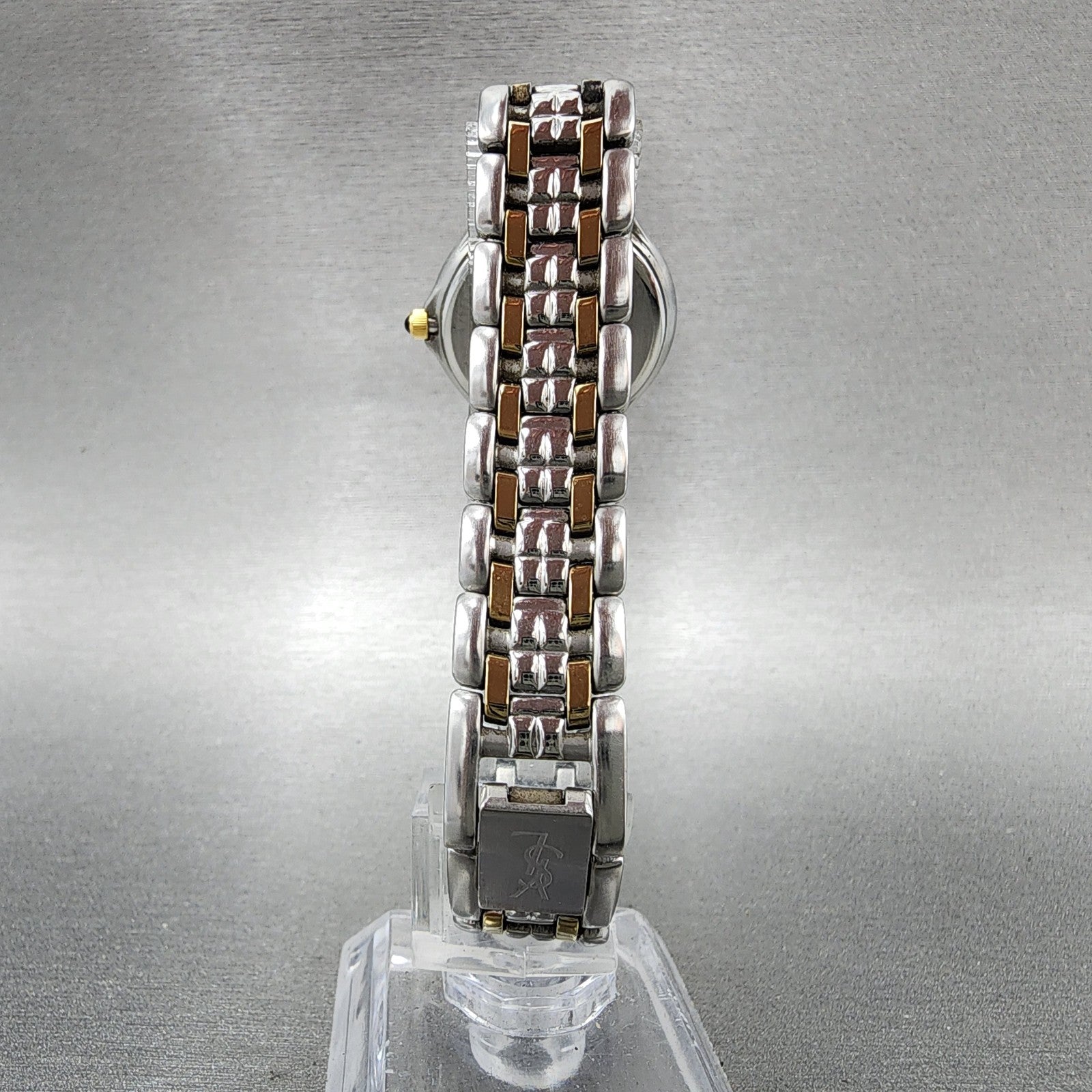 Yves Saint Laurent Watch Women 25mm MOP Dial Two Tone Diamond Bezel New Battery7