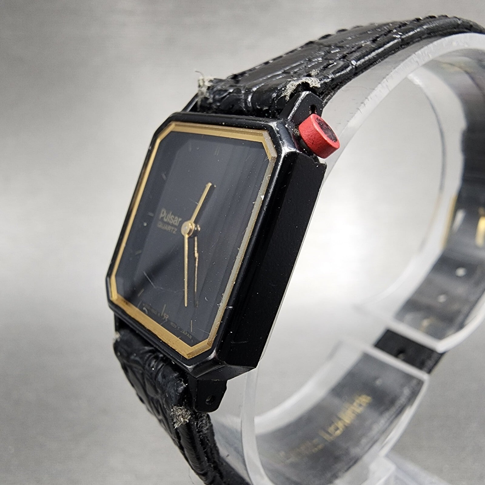 Pulsar Watch Women 20mm Black Dial Black Tone Octagon V2325930 New Battery2