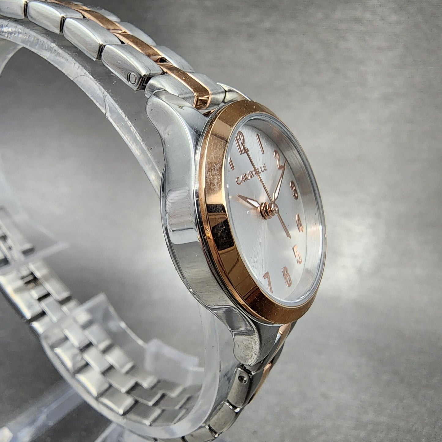 Caravelle Watch Women 24mm Silver Dial Two Tone Round 45L175 New Battery