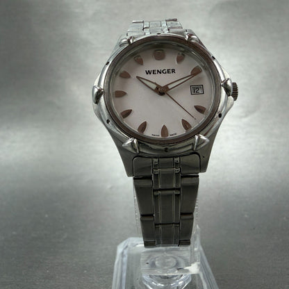 Wenger Watch Women 30mm White Dial Silver Tone Date Round 7023X New Battery5