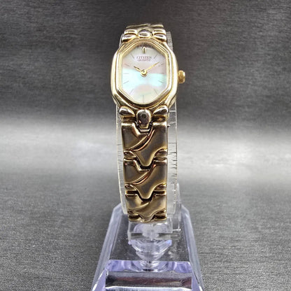 Citizen Watch Women 17mm MOP Dial Gold Tone Rectangle 3220-326130 New Battery KP5