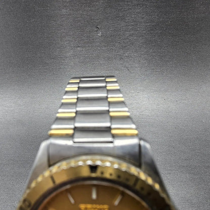 Seiko SQ Sports 100 Dive Watch Men 37mm Champagne Dial Two Tone Daydate PARTS5