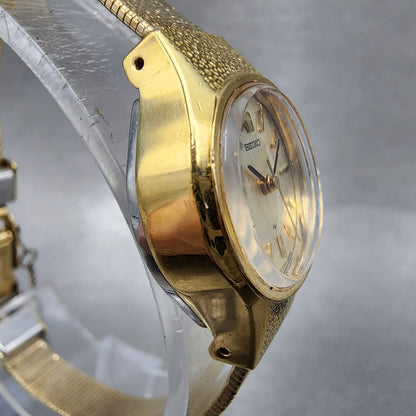 Seiko Watch Women 22mm Champagne Dial Gold Tone Oval Manual 11047140 Runs3