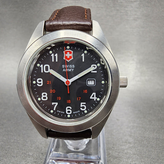 Victorinox Swiss Army Garrison Watch Women 34mm Black Dial Steel Date New Batt0