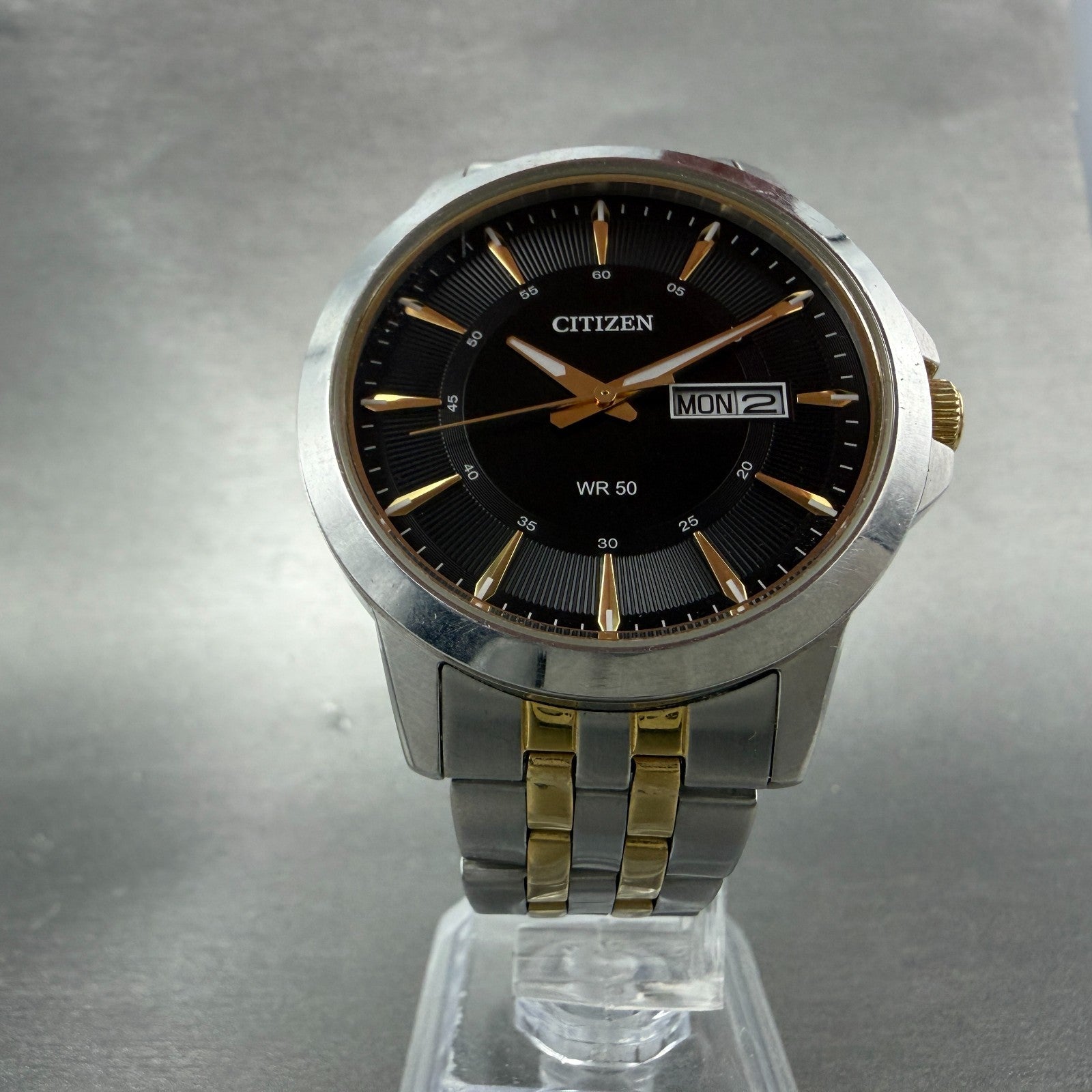 Citizen Watch Men 41mm Black Dial Two Tone Daydate Round 1502-S097843 New Batt5
