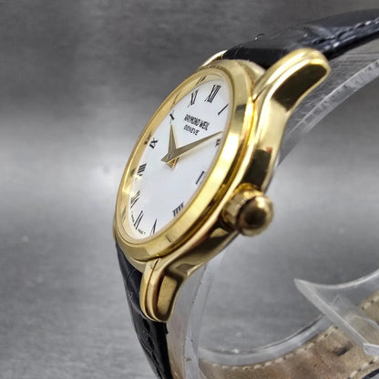 Raymond Weil Watch Women 24mm White Dial Gold Plated Date Round 5369 New Batt2