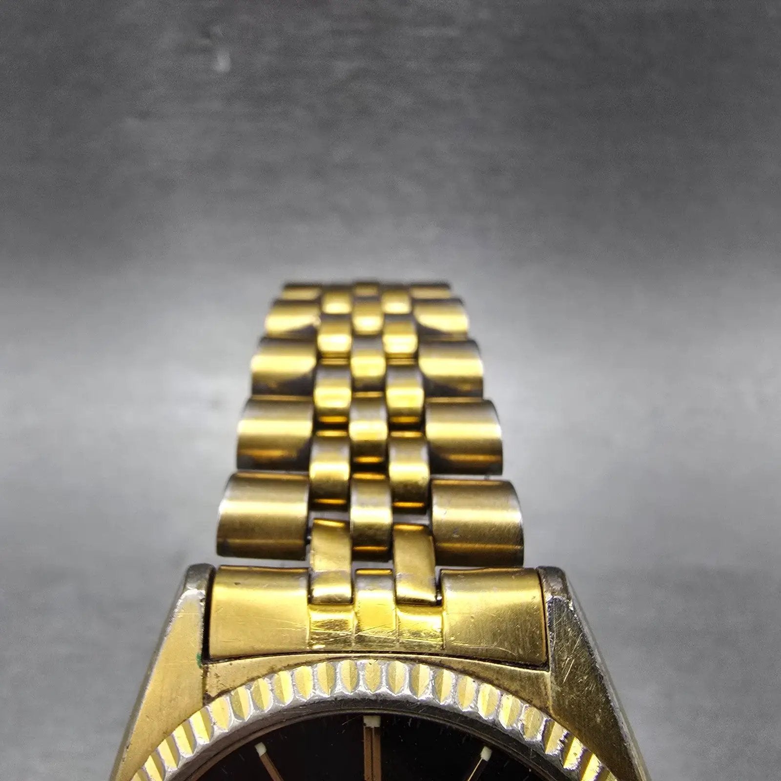 Seiko President Watch Men 36mm Black Dial Gold Tone Daydate 5Y23-8A69 New Batt Q5