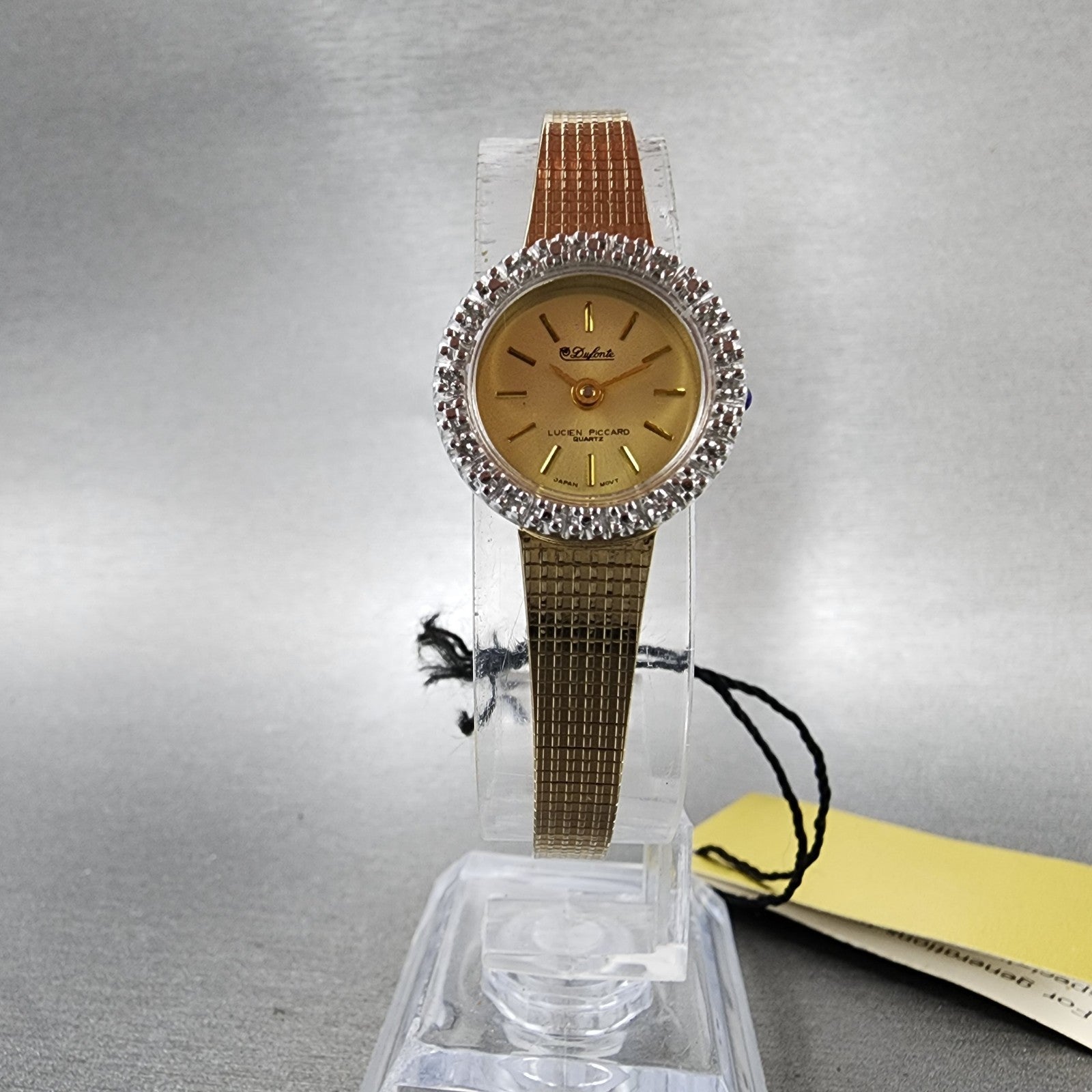 Lucien Piccard Dufonte Watch Women 17mm Champagne Dial Gold Tone Round New Batt5