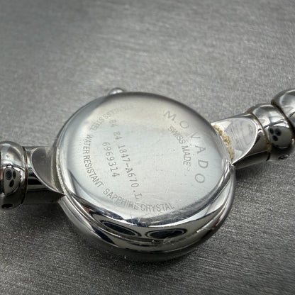 Movado Bareleto Watch Women 24mm Black Dial Stainless Steel Round Bangle NewBatH9