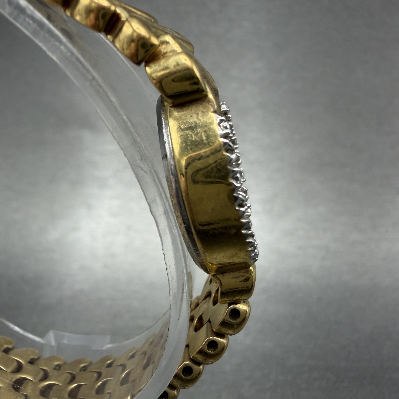 Wittnauer Watch Women 16mm Pink Dial Gold Tone Diamond Bezel SS8234 5120 New Bat3