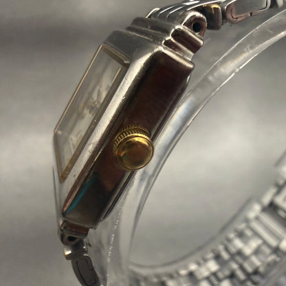 Seiko Watch Women 18mm White Dial Two Tone Rectangle V401-5849 New Battery2