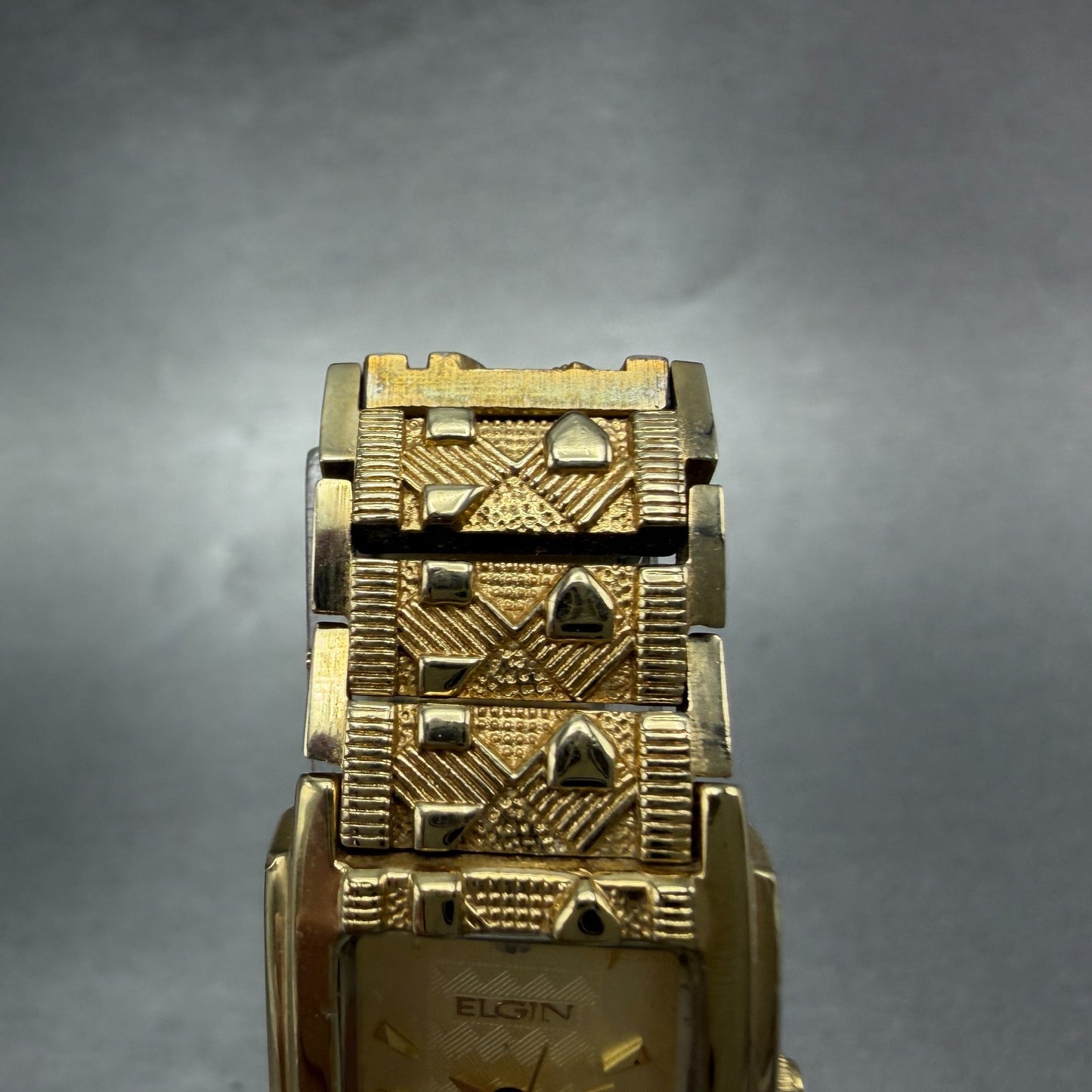 Elgin Watch Women 19mm Gold Dial Gold Tone Rectangle EG286NB New Battery VTG4
