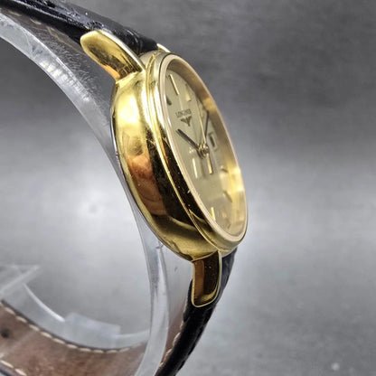 Longines Watch Women 23mm Gold Dial Gold Tone Date Round L4.220.2 New Battery3
