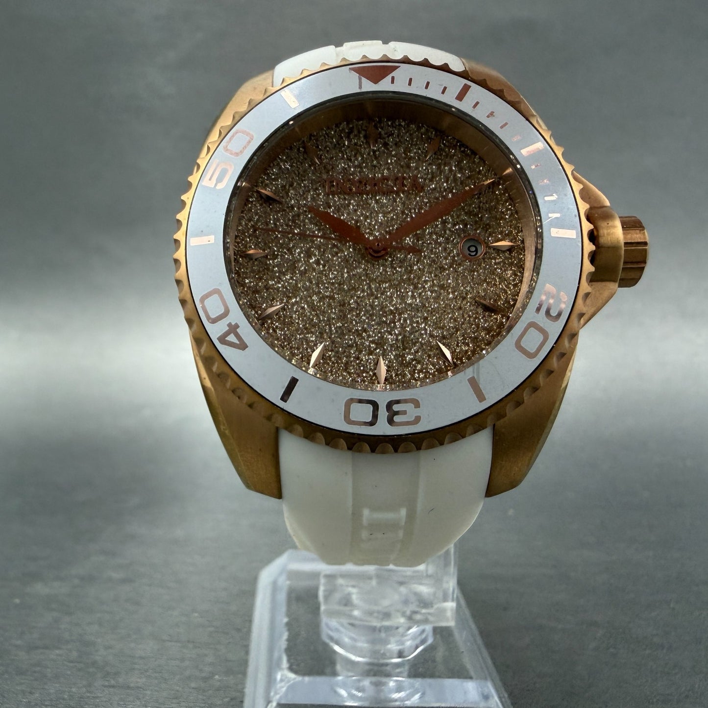 Invicta Angel Dive Watch Women 39mm Gold Dial Rose Gold Tone Date New Battery5