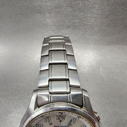 Casio Lineage Watch Men 40mm White Dial Silver Tone Analog Digital Solar Runs4