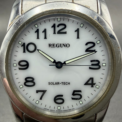 Citizen Reguno Watch Men 37mm White Dial Silver Tone Solar Round Runs E0311