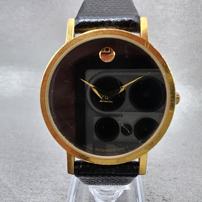Movado Museum Watch 31mm Women Black Dial Gold Tone Round 87.45.882 New Batt ABC1