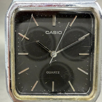 Casio MQ-337 Tank Watch Men 29mm Black Dial Silver Tone Rectangle New battery AB1