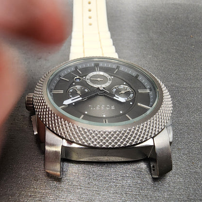 Fossil Machine Chronograph Watch Men 45mm Gray Dial Silver Tone FS4553 PARTS5