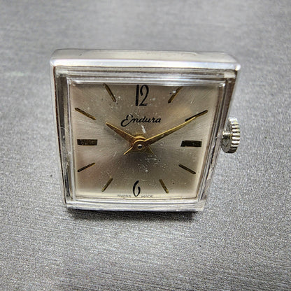 VTG Endura Cuff Link Watch Silver Tone White Dial Manual Wind PARTS