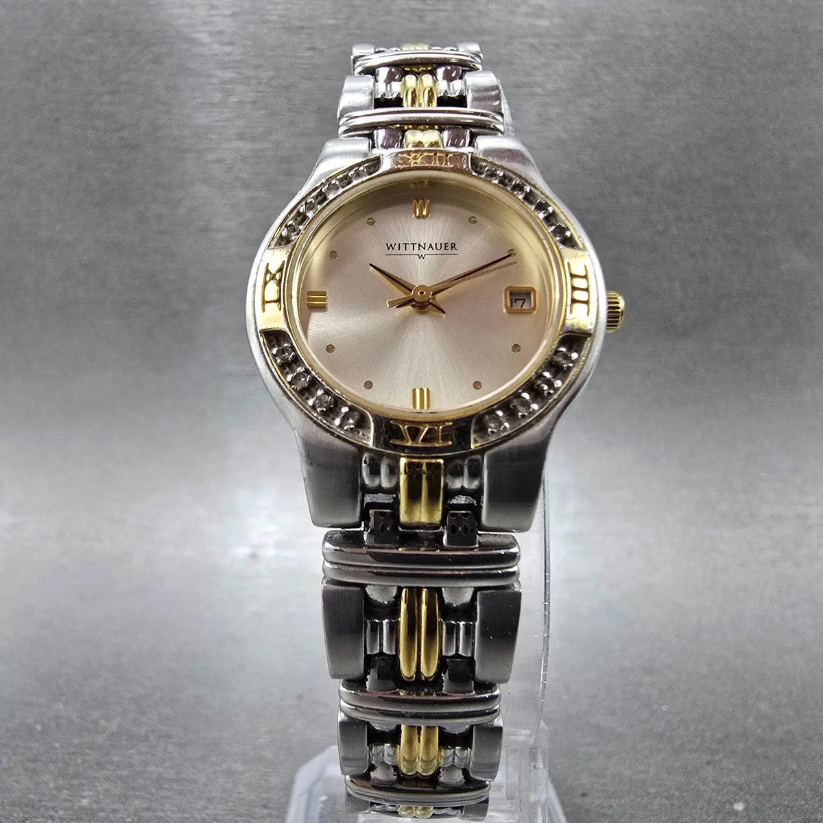 Wittnauer Watch Women 25mm Silver Dial Two Tone Date Round 12R12 New Battery5